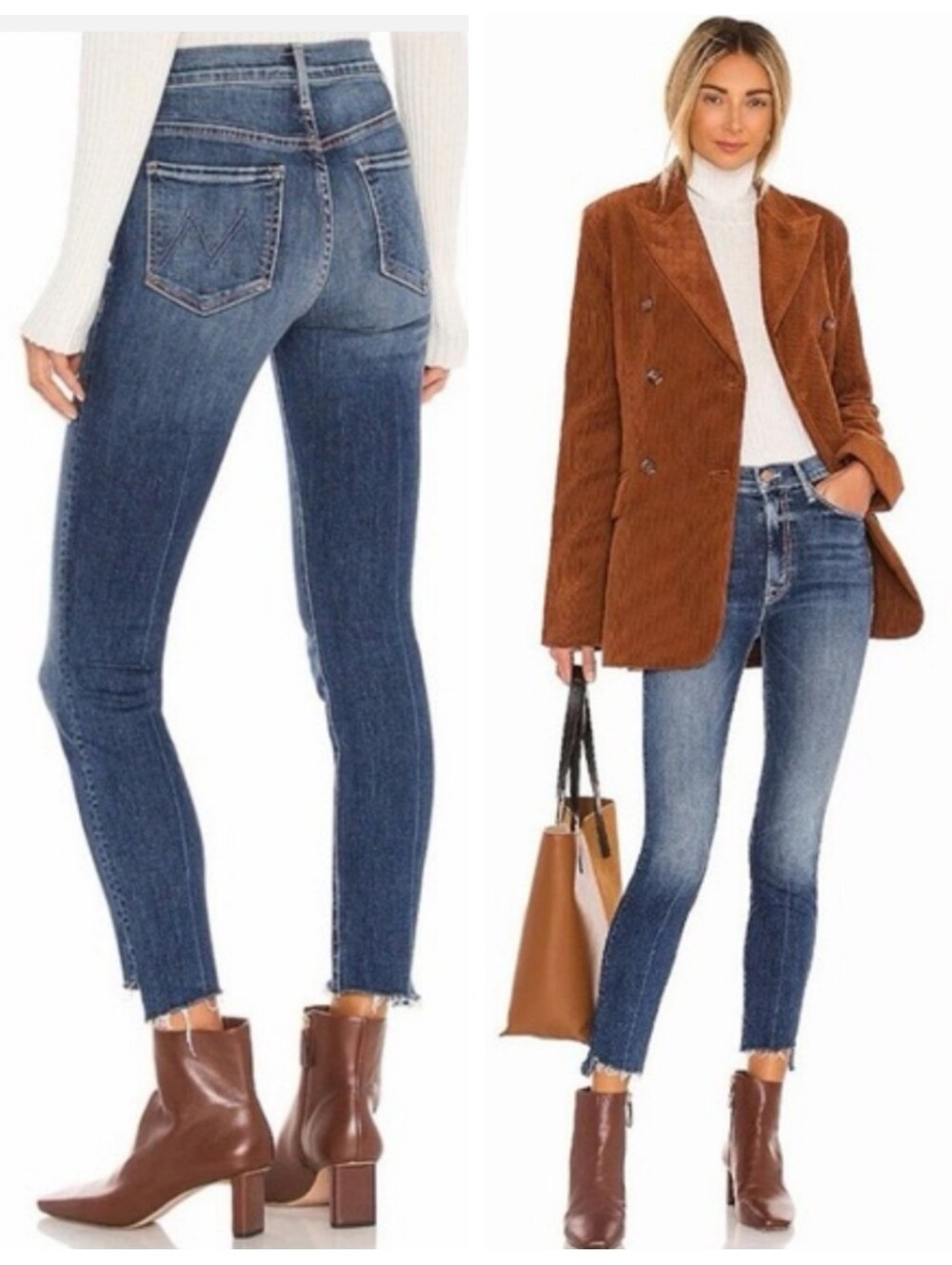 MOTHER Stunner Zip Ankle Step Fray "Walking On Coals" Women's 26 Stretch Skinny